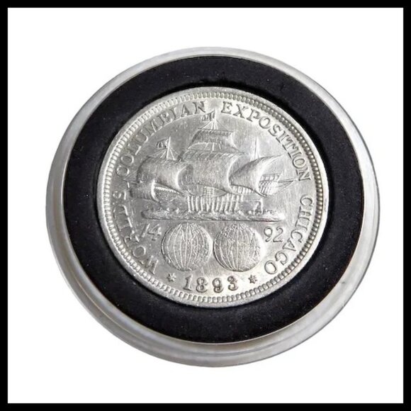 1893 Columbian Exposition Chicago Commemorative US Silver Half Dollar - Picture 3 of 3